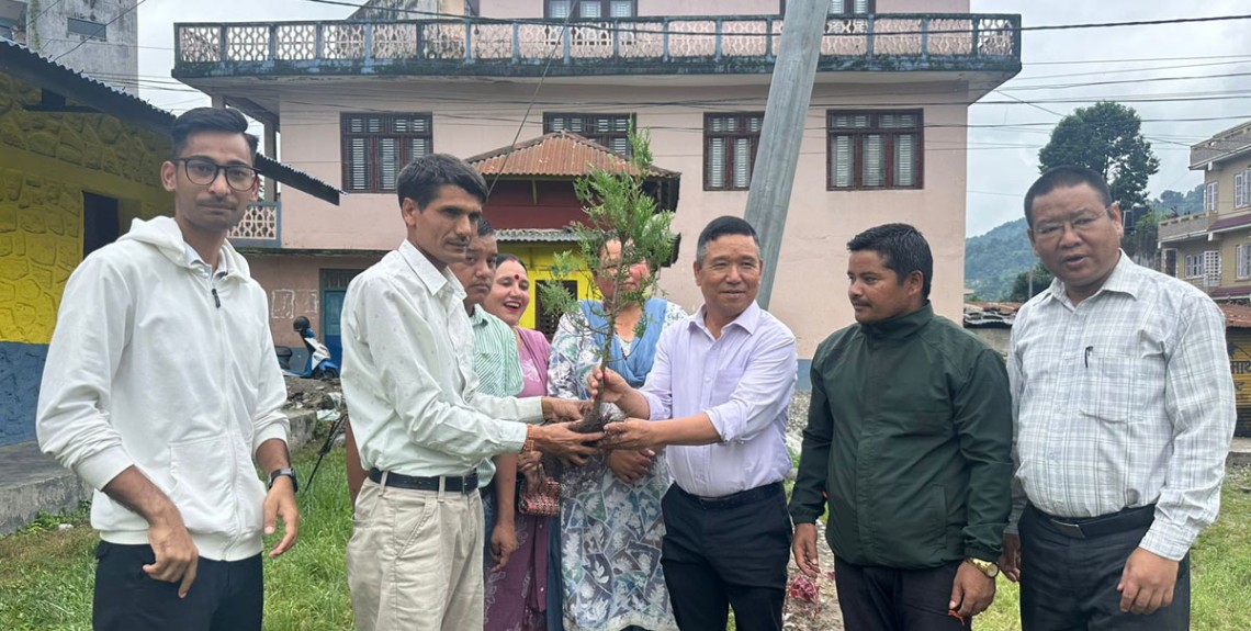 नेकपा एमाले केन्द्रीय सदस्य जमिन्द्रमान घलेद्धारा जन्मदिनमा वृक्षरोपण