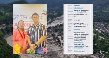 विष्णुलाल श्रेष्ठद्वारा बाढीपीडितलाई १ लाख ११ हजार १ सय ११ सहयोग
