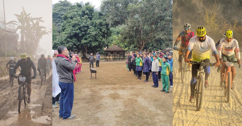 मध्यपहाडी साइकल यात्रा टोली लमजुङको सुन्दरबजारमा