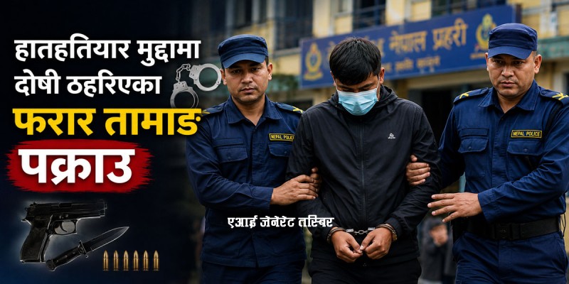 हातहतियार मुद्दामा दोषी ठहरिएका फरार तामाङ पक्राउ